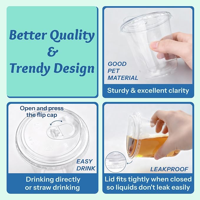 Homestockplus 100 Pack 12 oz BPA-Free Clear Plastic Cups - Image 4