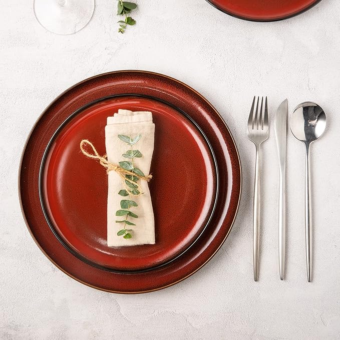 LERATIO Ceramic Dinner Plates Set of 4, 10.5 Inch Reactive Glaze Plate Sets | - Image 5