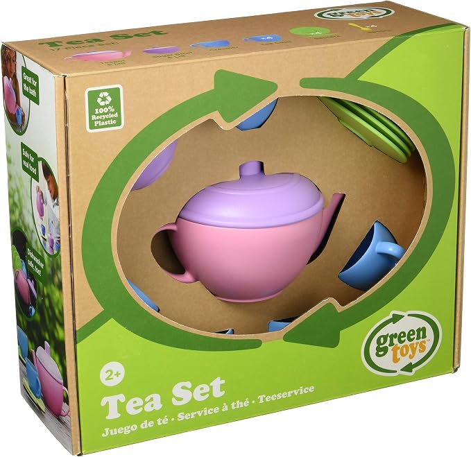 Green Toys Tea Set, Motor Skills, Language & Communication Kids Role Play Toy. - Image 5
