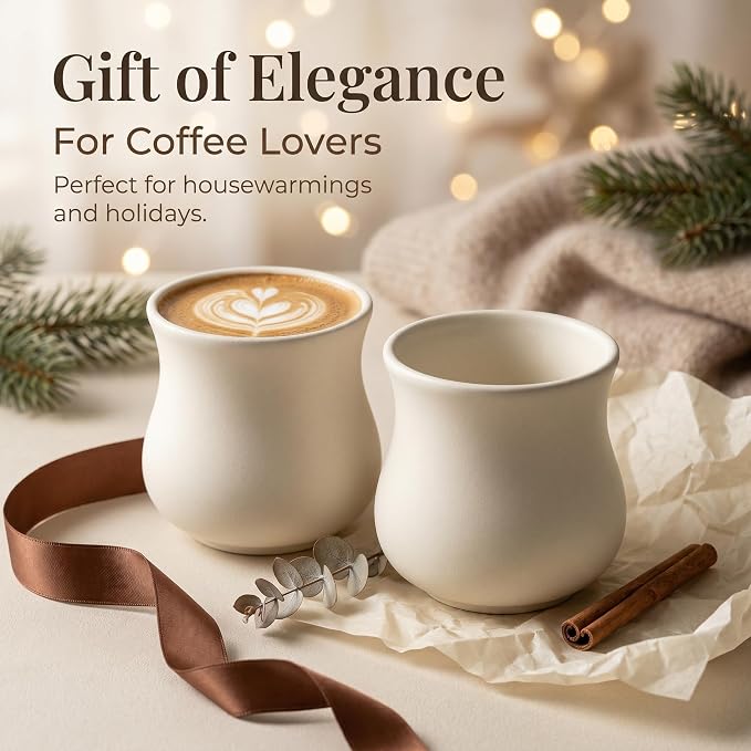 Kurguso® Porcelain Espresso Cups Set of 2, 5.5 oz mini Coffee Mugs, Espresso - Image 7