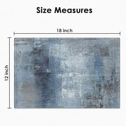 Emvency Farmhouse Placemats Set of 4, 12x18 Inch Modern Abstract Art Painting Denim Blue Table Mats for Outdoor Home Party Kitchen Dining Decoration
