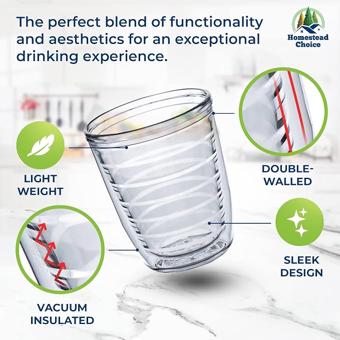 Homestead Choice Insulated Drinking Glasses 12oz 2-pack - Image 3