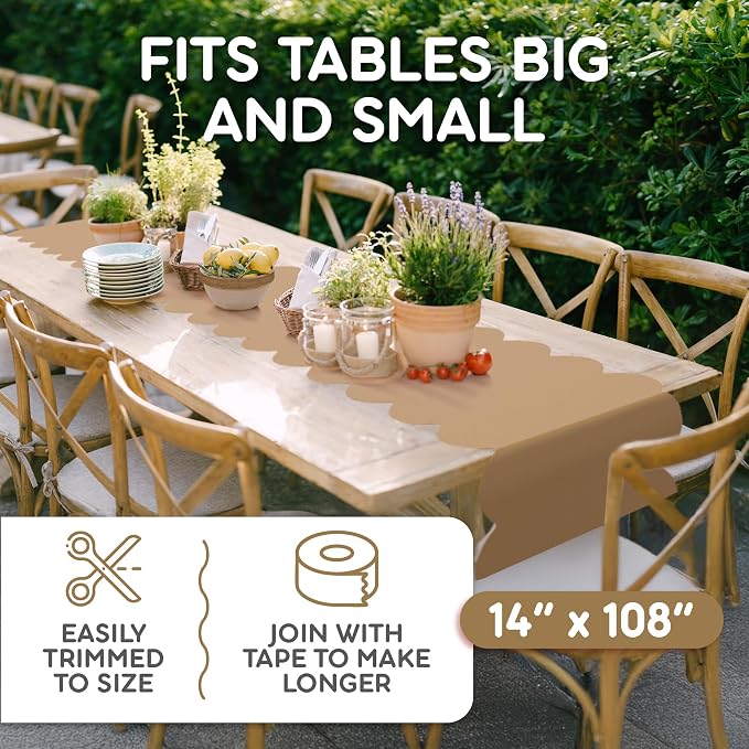 Gold Scallop Table Runner, Disposable Plastic, 5 Pack - Image 5