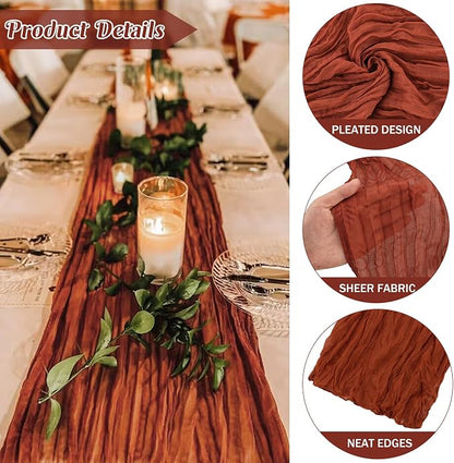 6 Pieces Terracotta 10FT Cheesecloth Table Runner Boho Gauze Fabric Table - Image 2