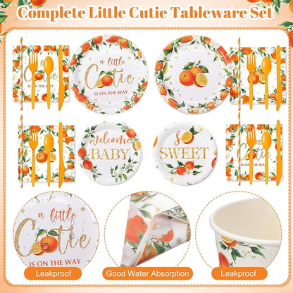 450 Pcs Little Cutie Baby Shower Tableware Set Decorations A Little Cutie is on - Image 3