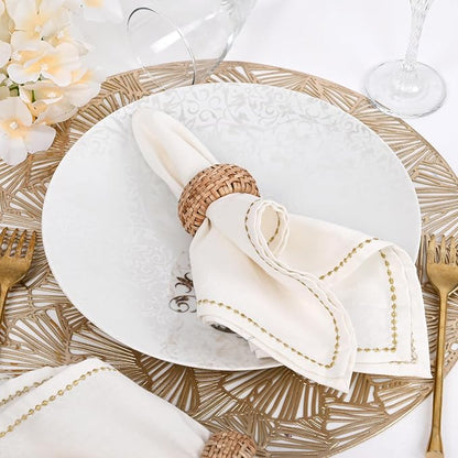 Natural Cane Napkin Rings Set of 6, Handwoven Table Decor, Bohemian Coastal - Image 4