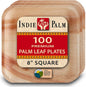 Indie Palm Disposable Palm Leaf Plates – 100 Pack 8 Inch Square – Heavy Duty, 100% Compostable & Biodegradable – Eco-Friendly Alternative to Plastic & Bamboo – Perfect for Parties & Events