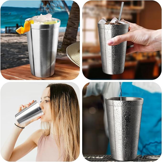 LINALL Stainless Steel Cups, 18oz Shatterproof Cup Double Wall Drinking - Image 6