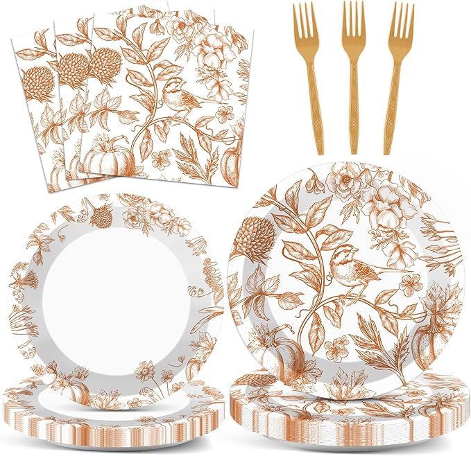 96Pcs Thanksgiving Party Supplies Paper Plates Napkins Thanksgiving Fall by Justforjoyful