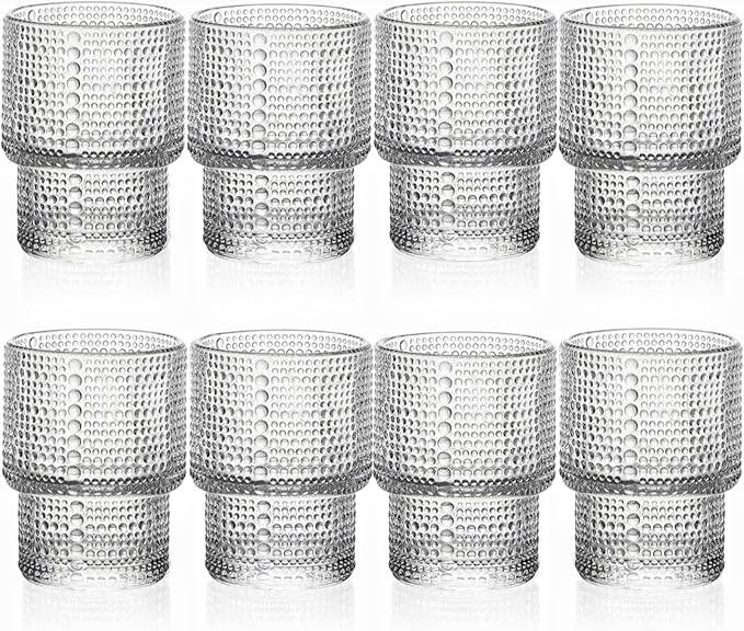 ZOOFOX Set of 8 Juice Glasses, 7 oz Heavy Base Hobnail Glassware by zoofox