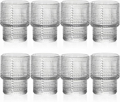 ZOOFOX Set of 8 Juice Glasses, 7 oz Heavy Base Hobnail Glassware by zoofox