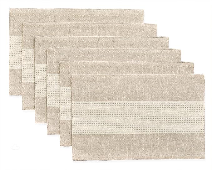 Wracra Linen Placemats, 12 x 18 Inch Set of 6 Placemats, Farmhouse Macrame by Wracra