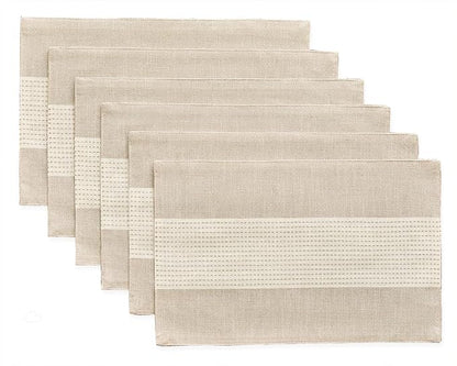 Wracra Linen Placemats, 12 x 18 Inch Set of 6 Placemats, Farmhouse Macrame by Wracra