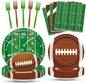 100 Pcs Football Party Supplies Set, Serves 25 – Disposable Football and Field by Merriva