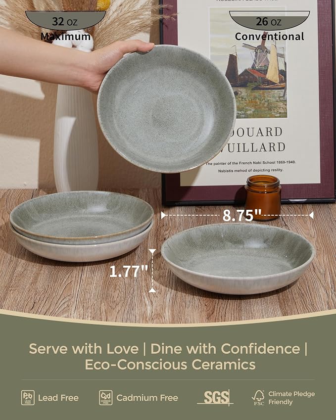 16 Piece Double Bowl Dinnerware Sets, Stain Resistant Dish Set - Image 3