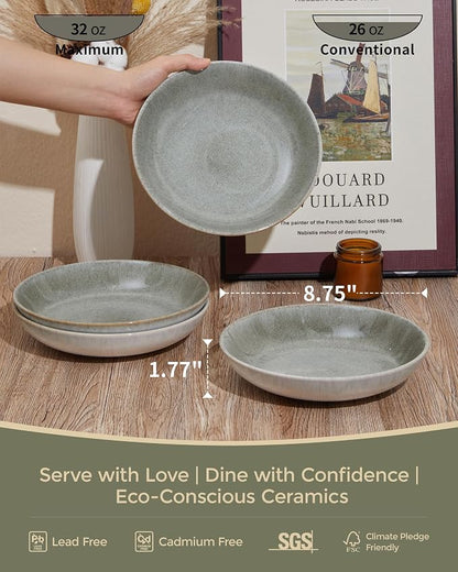 16 Piece Double Bowl Dinnerware Sets, Stain Resistant Dish Set - Image 3