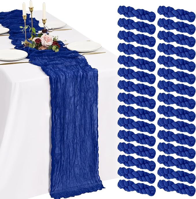 30 Pack Cheesecloth Table Runner 10FT Royal Blue Table Runner Boho Gauze Cheese by Showgeous