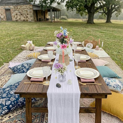 10 Pack White Cheesecloth Table Runner 17 x 108 Inch | Boho Gauze Fabric - Image 7