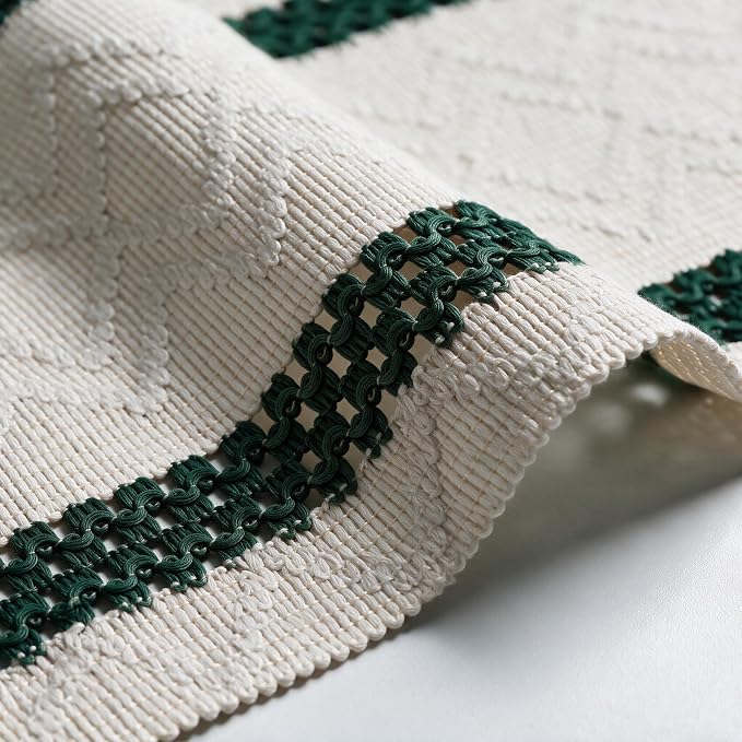 Artoid Mode Forest Green Stripe Woven Rustic Table Runner 12x72 Inch | Holiday - Image 6