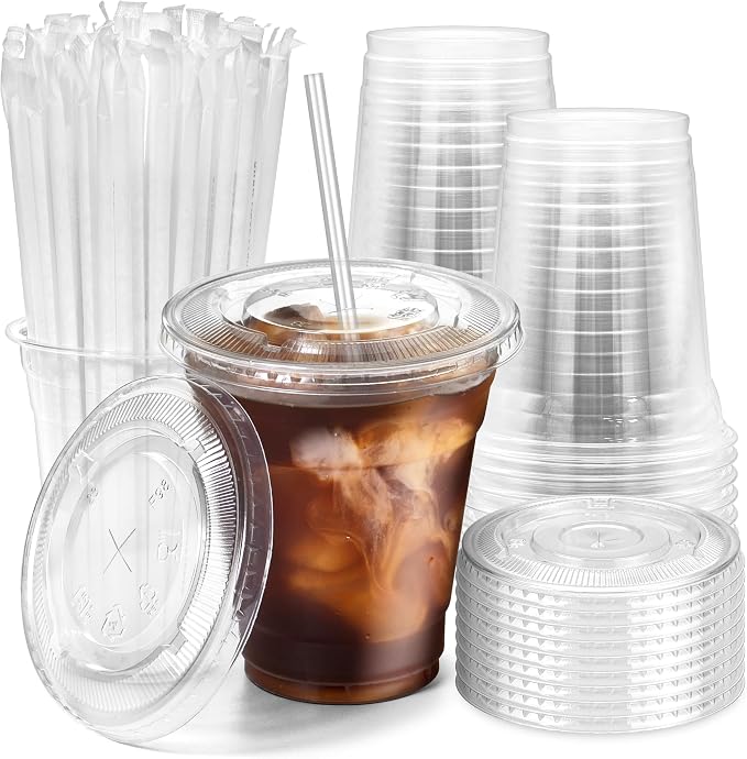 Fit Meal Prep 100 Pack 12 oz Plastic Iced Coffee Cups by FMPBRANDS
