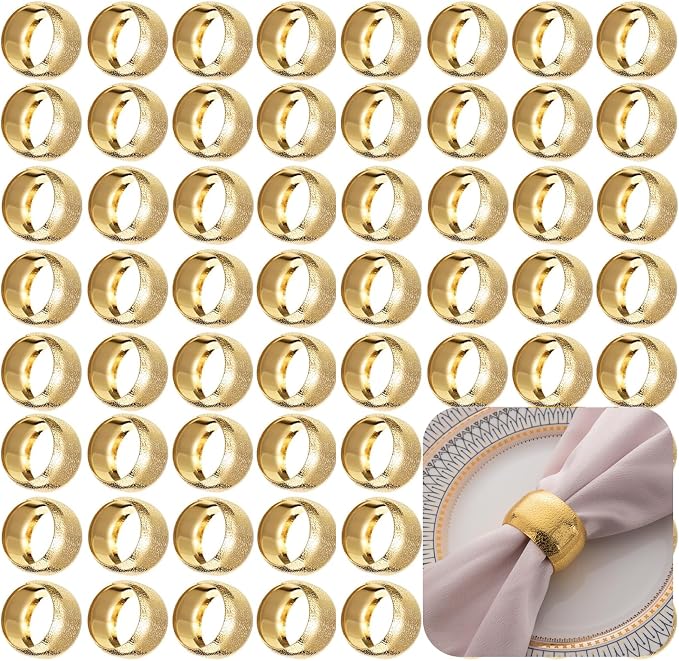 Set of 100 Napkin Rings Metal Gold Circular Napkin Ring, Napkin Rings Bulk by FCDECOR