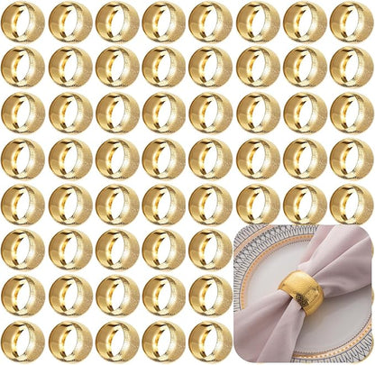Set of 100 Napkin Rings Metal Gold Circular Napkin Ring, Napkin Rings Bulk by FCDECOR