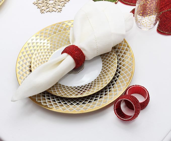 COTTON CRAFT Glitz Handmade Beaded Napkin Rings - Image 4