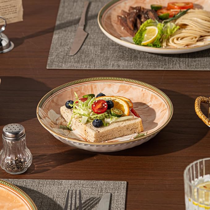 Ceramic Dinnerware Set, Floral Plates and Bowls Sets, Microwave & Dishwasher - Image 9