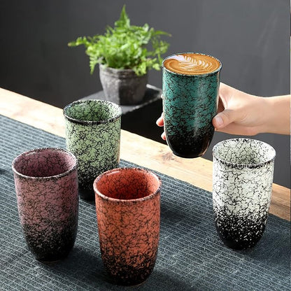Japanese tea cups Set of 2 Chinese/Japanese style 16oz Handle-less Ceramic Tea - Image 4