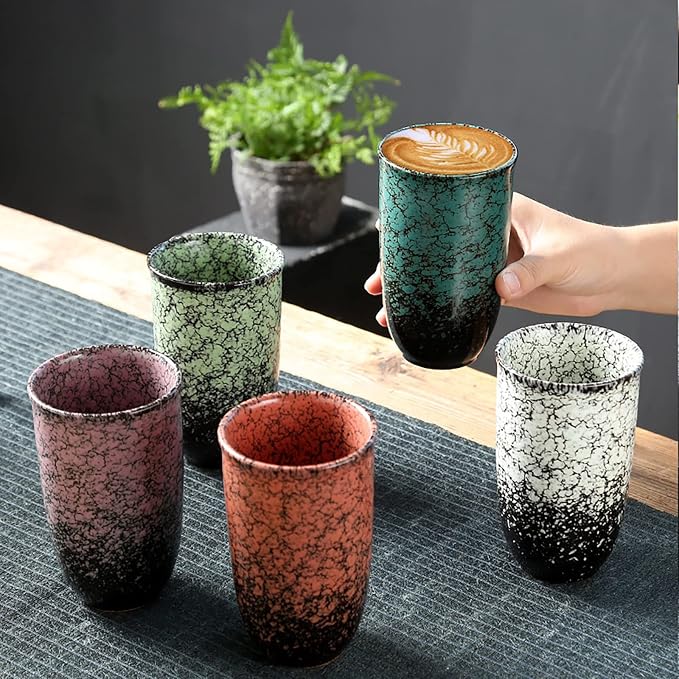Japanese tea cups Set of 2 Chinese/Japanese style 16oz Handle-less Ceramic Tea - Image 4