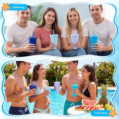 24 Pack Plastic Tumblers with Lids and Straws, Reusable Cups with Lids Plastic - Image 7