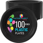 Black Plastic Plates For Party 10" Black Disposable Plates Heavy Duty 100 Pcs Plastic Dinnerware Sets Heavy Duty 350 GSM Disposable Dinnerware Set