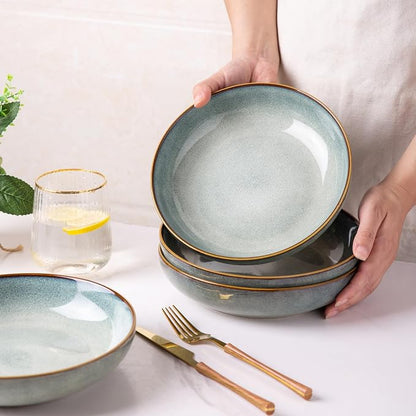 AmorArc 8.5’’ Ceramic Pasta Bowls Set of 4, 36oz Large Stoneware Bowls Set | - Image 7