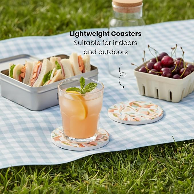 Ceramic Marble Coasters Set of 6, Absorbent Drink Coasters - Image 9