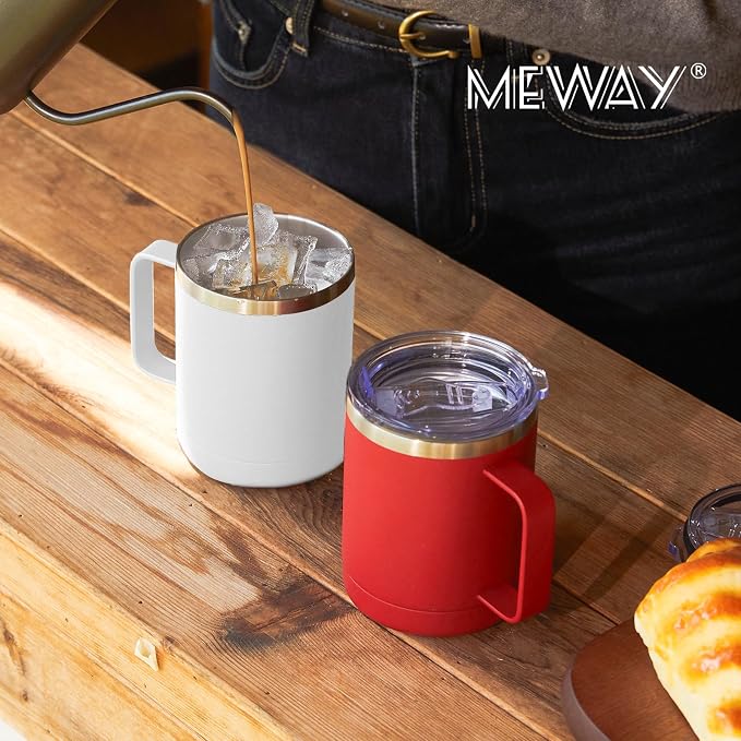 MEWAY 12oz Coffee Mug With Handle 4 Pack Bulk, Stainless Steel Insulated Travel - Image 7
