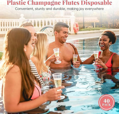 SUREHOME Plastic Champagne Flutes 40 Pack Disposable Champagne Glasses 5oz - Image 4