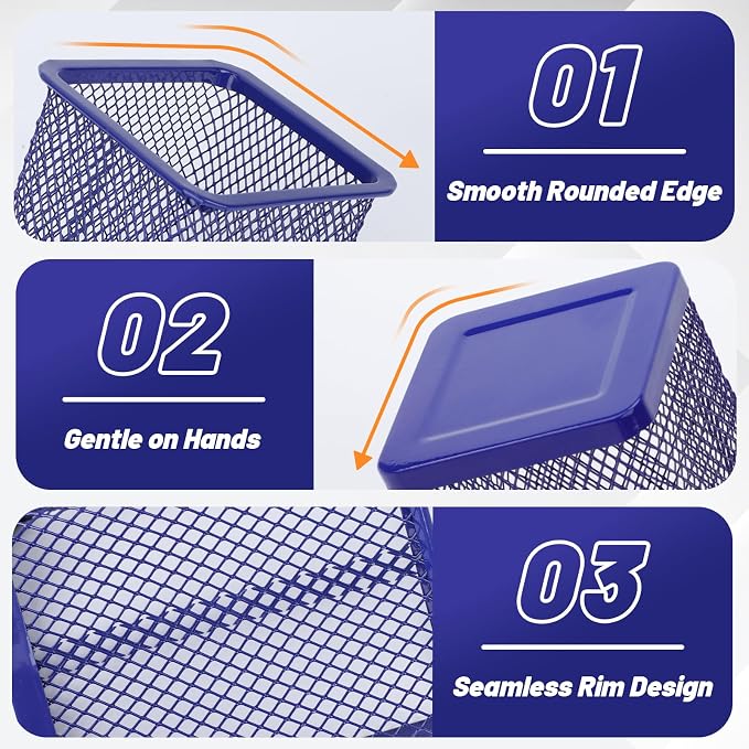 Segarty Pen Holder for Desk, 3 Pack Square Dark Blue Pen Cup Holder, Wire Mesh - Image 3