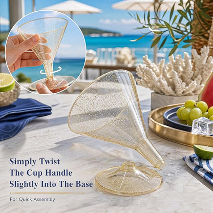 Liacere 24 Pack Gold Plastic Martini Glasses - Image 6