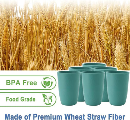 16 OZ Drinking Cups, Wheat Straw Cups Set of 6 - Image 3