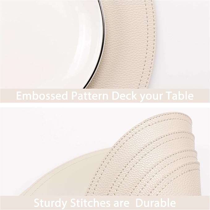 Set of 8 Faux Leather Round Placemats and Coasters, Coffee Mats Kitchen Table - Image 6