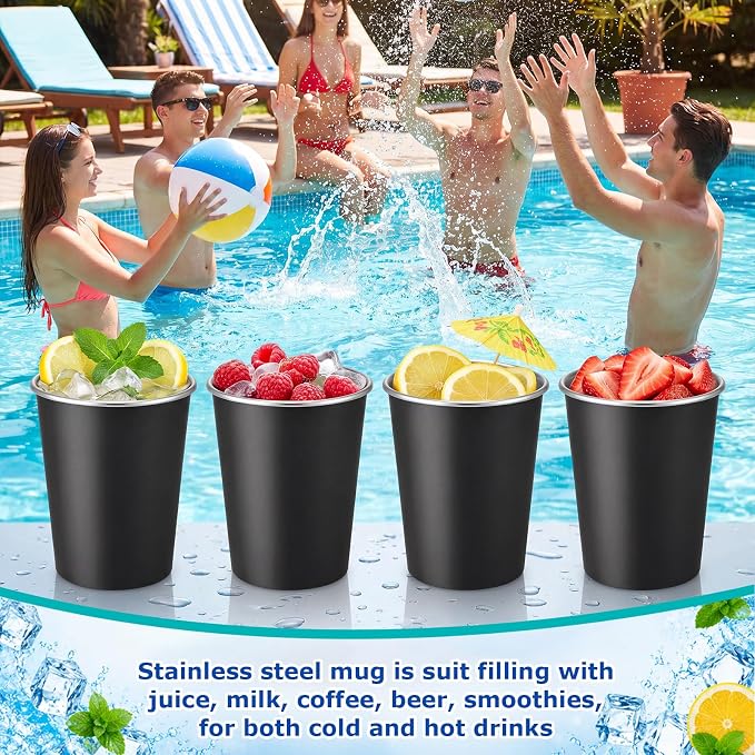 Mimorou 20 Pack 8 oz Stainless Steel Pint Cups Metal Cups Unbreakable Drinking - Image 5