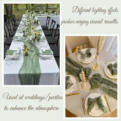 13.3FT Sage Green Cheesecloth Table Runner Spring Easter Decor Rustic Boho - Image 7
