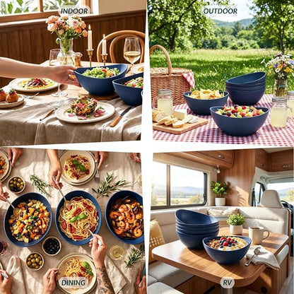 Wheat Straw Bowl Set of 6-60 OZ Large Salad Bowls, Microwave and Dishwasher - Image 8