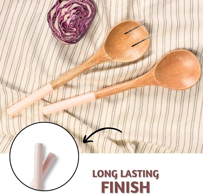 Folkulture Salad Servers or Salad Tongs, Wooden Utensils - Image 4