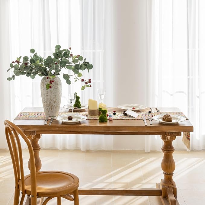Keketoarrange Boho Macrame Table Runner 12x60 Inch | Woven Burlap Rustic Runner - Image 6