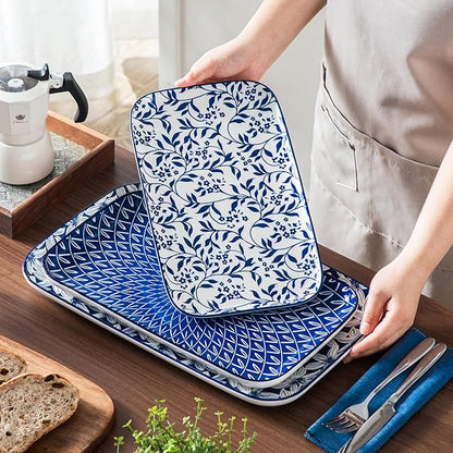 vancasso Porcelain Serving Trays for Party, Serving Platters Set of 3,Serving Dishes for Entertaining, Ceramic Party Trays and Platters for Serving Food, 16"/14"/12" Inch, Series SELENE
