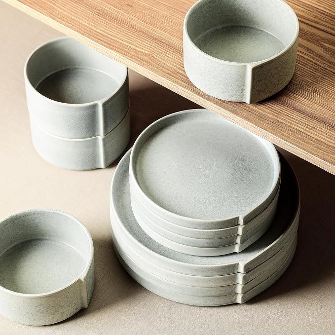 Stone Lain Bao 12-Piece Dinnerware Set Stoneware, Plates and Bowls Set - Image 5