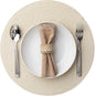 Round Placemats Set of 4 Plastic Woven Placemats Washable Wipeable Table Mats for Dining Table Heat Resistant Non-Slip Circle Place Mats（Beige