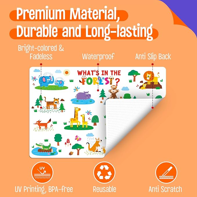 6 Pack Placemats for Kids, Non-Slip Washable, Reusable Placemat - Image 4