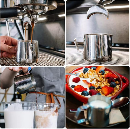 Milk Frothing Pitcher, 8.5oz / 250ml Steaming Pitcher Stainless Steel Espresso - Image 3